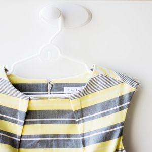 NWT Calvin Klein Yellow Striped Sheath Dress